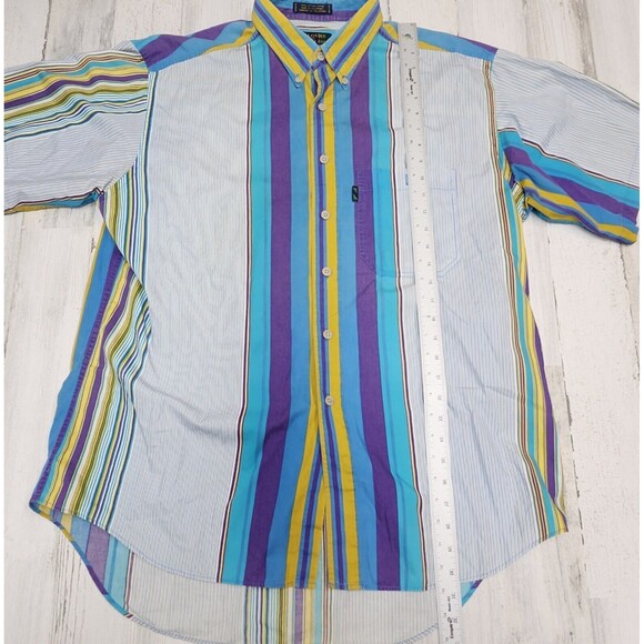 Vintage Colours Shirt Men Large MultiColor Stripe 90's Style By Alexander Julian - Picture 4 of 8